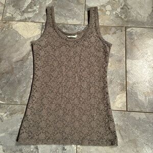 Sparkly lace tan tank top